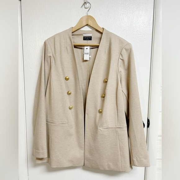 Lane Bryant Ponte Bryant Collarless Blazer Size 24 3X Oatmeal Heather NWT - Picture 2 of 8